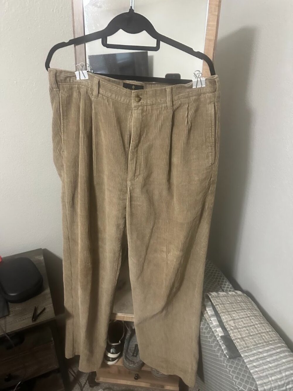 Vintage Bill Blass Black Label Wide Wale Corduroy Pants Tan Pleated Trousers